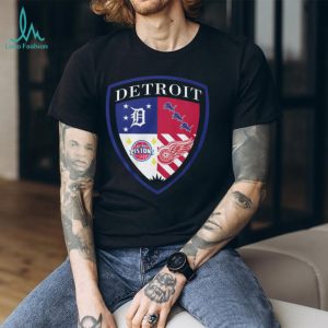 Detroit Sports Teams Shield Tigers Lions Pistons Red Wings Crest T Shirt Detroit Sports Teams Shield Tigers Lions Pistons Red Wings Crest T Shirt