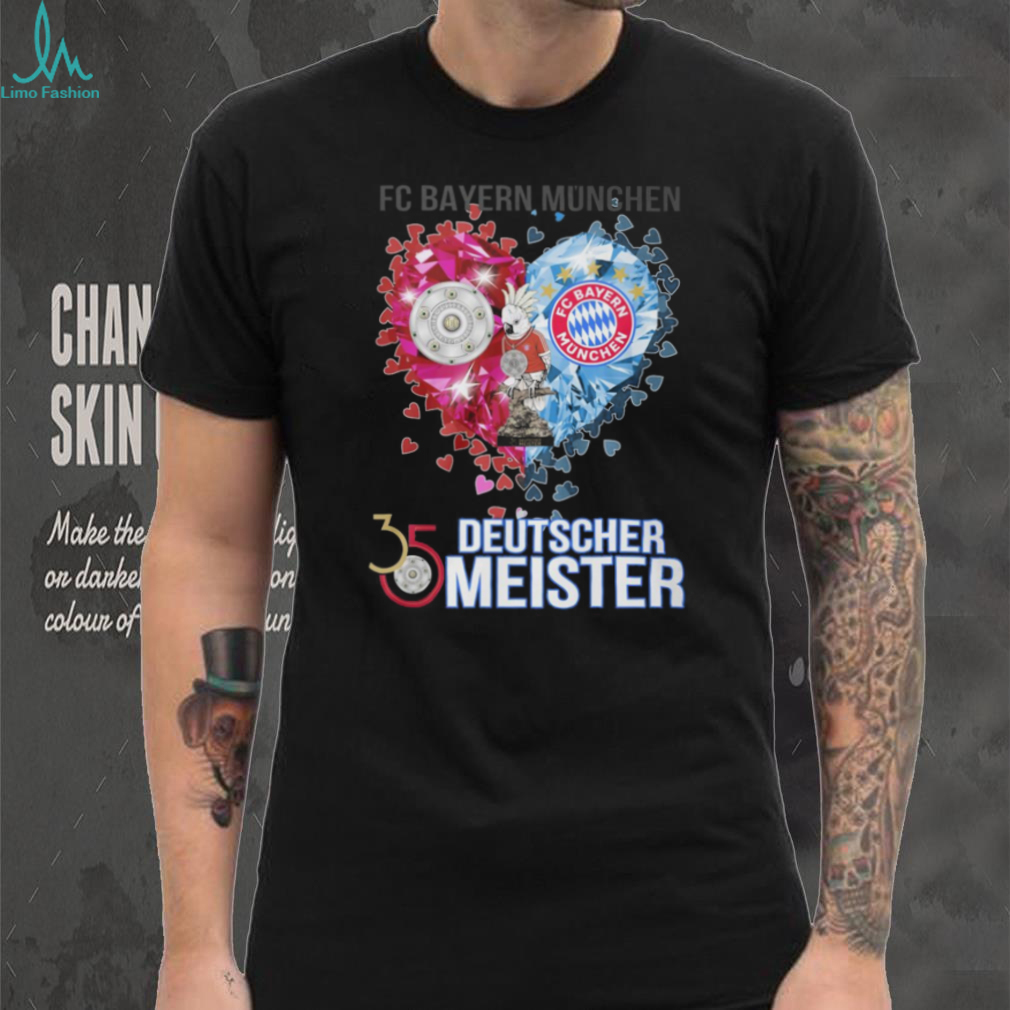 FC Bayern München 35 Deutscher Meister Diamond Heart Mascot T Shirt FC Bayern München 35 Deutscher Meister Diamond Heart Mascot T Shirt