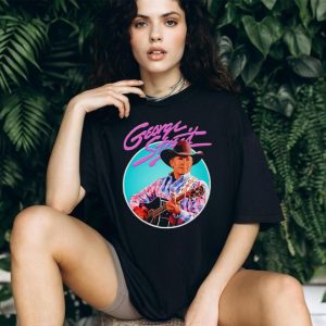 George Strait Country Music Legend Retro 80s Neon Circle Style Fan Apparel T Shirt