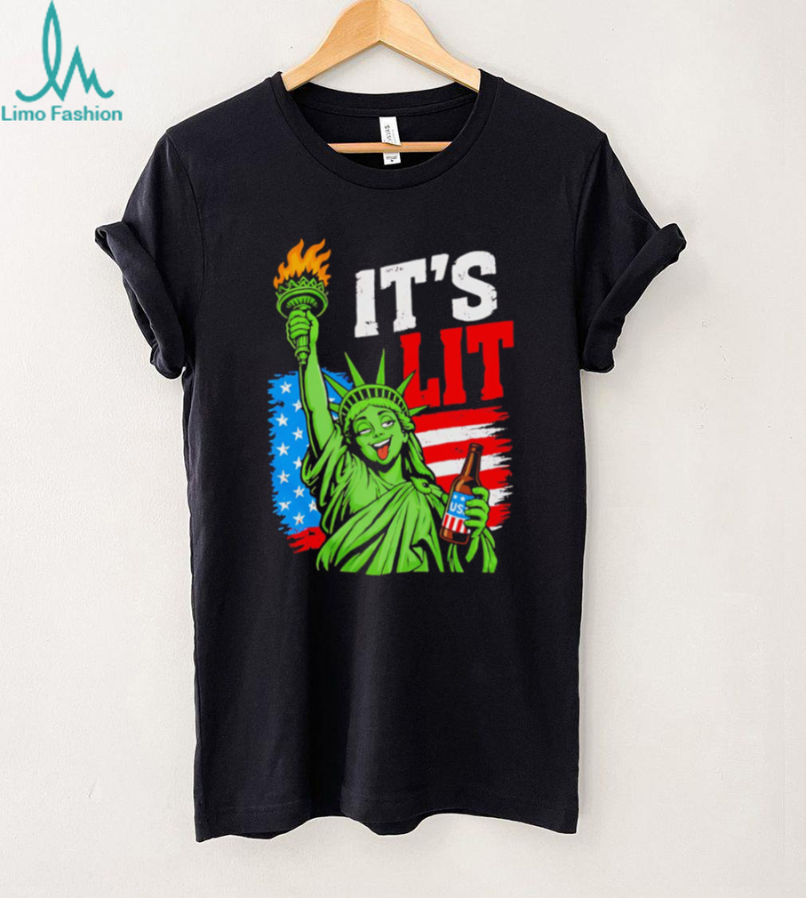 It’s Lit Statue Of Liberty Drinking Beer Fourth Of July Vintage American Flag T Shirt It’s Lit Statue Of Liberty Drinking Beer Fourth Of July Vintage American Flag T Shirt