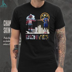 Jokic and MacKinnon Denver Champions Fist Bump Skyline T Shirt
