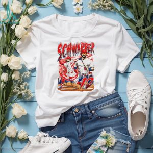 Kyle Schwarber Philadelphia Baseball Player Skyline Retro Style Men Fans T Shirt