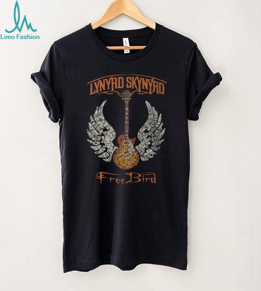 Lynyrd Skynyrd Free Bird Guitar Typography Wings Band T Shirt Lynyrd Skynyrd Free Bird Guitar Typography Wings Band T Shirt