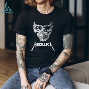 Metallica Demonic Screaming Skull Lyrics Artistic Black T Shirt