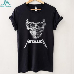 Metallica Demonic Screaming Skull Lyrics Artistic Black T Shirt