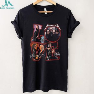 Metallica LOVE Red Graphic Signatures Band Photo T Shirt