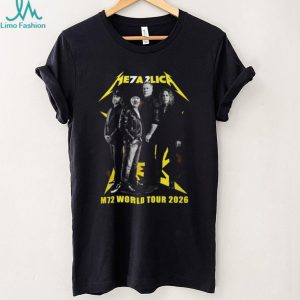 Metallica M72 World Tour 2026 Band Photo Yellow Logo T Shirt