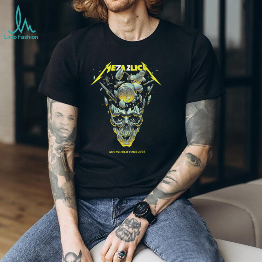 Metallica M72 World Tour 2026 Exploding Clock Skull Graphic T Shirt Metallica M72 World Tour 2026 Exploding Clock Skull Graphic T Shirt