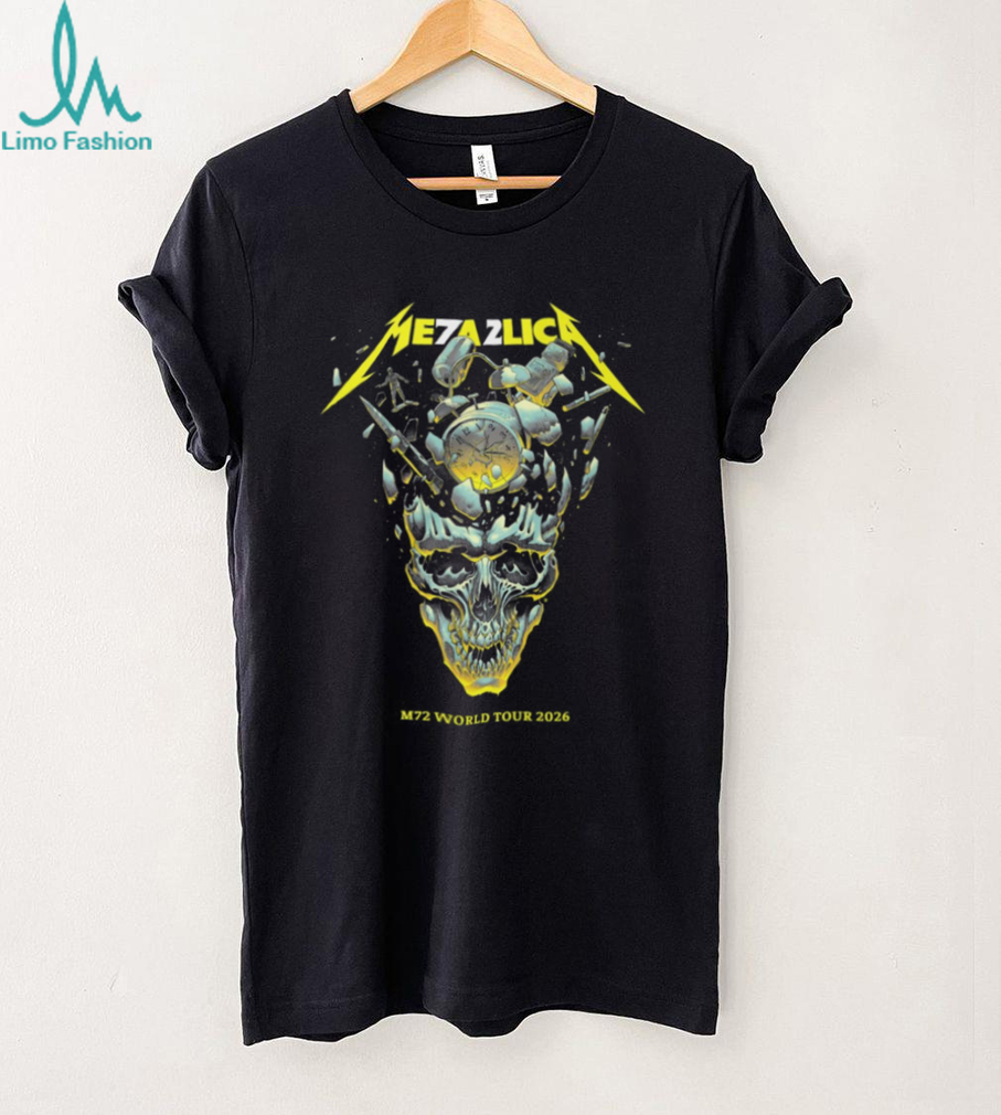 Metallica M72 World Tour 2026 Exploding Clock Skull Graphic T Shirt Metallica M72 World Tour 2026 Exploding Clock Skull Graphic T Shirt