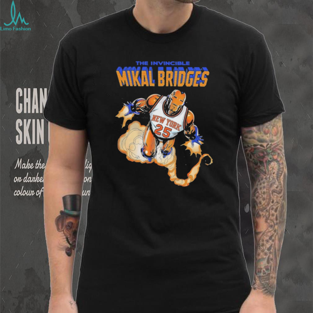 Mikal Bridges The Invincible New York Basketball Iron Hero T Shirt Mikal Bridges The Invincible New York Basketball Iron Hero T Shirt