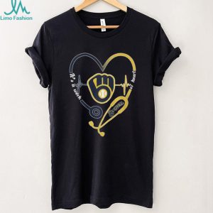 Milwaukee Brewers Baseball Heartbeat Stethoscope Nurse Life Fan T Shirt
