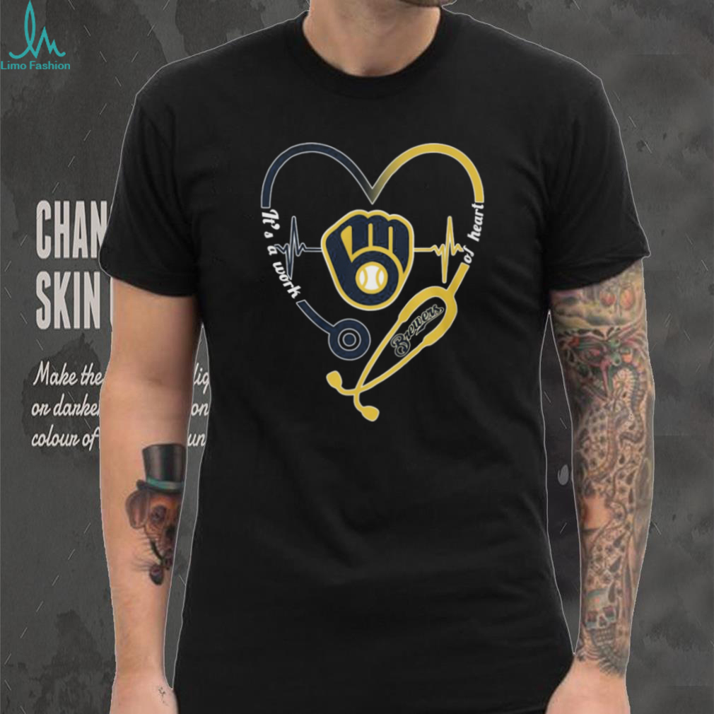 Milwaukee Brewers Baseball Heartbeat Stethoscope Nurse Life Fan T Shirt Milwaukee Brewers Baseball Heartbeat Stethoscope Nurse Life Fan T Shirt
