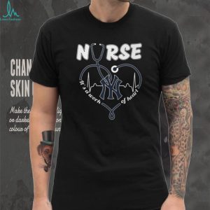 New York Yankees Nurse It's A Work Of Heart Stethoscope T Shirt