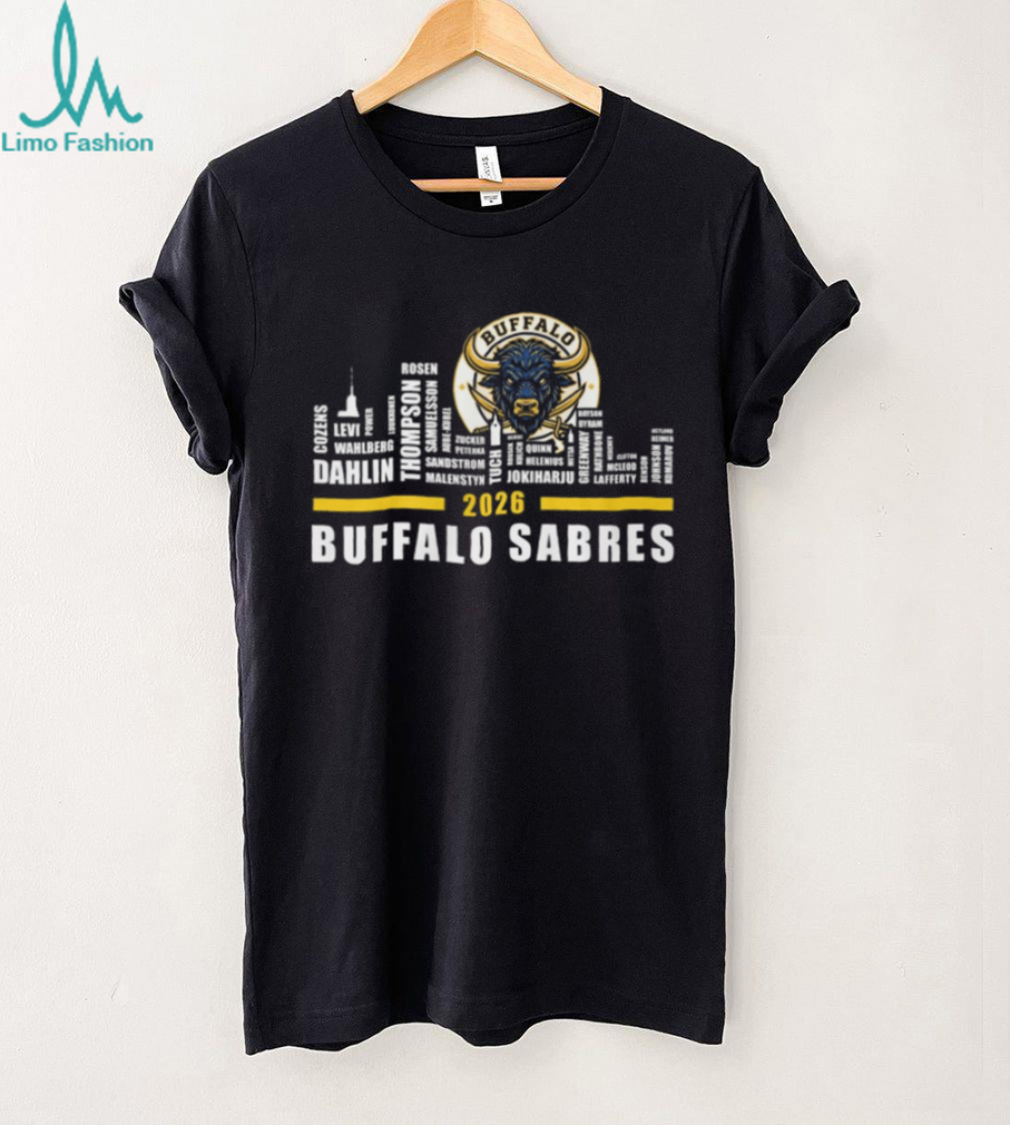 Official Buffalo Sabres 2026 Roster Player Names Skyline T Shirt Official Buffalo Sabres 2026 Roster Player Names Skyline T Shirt