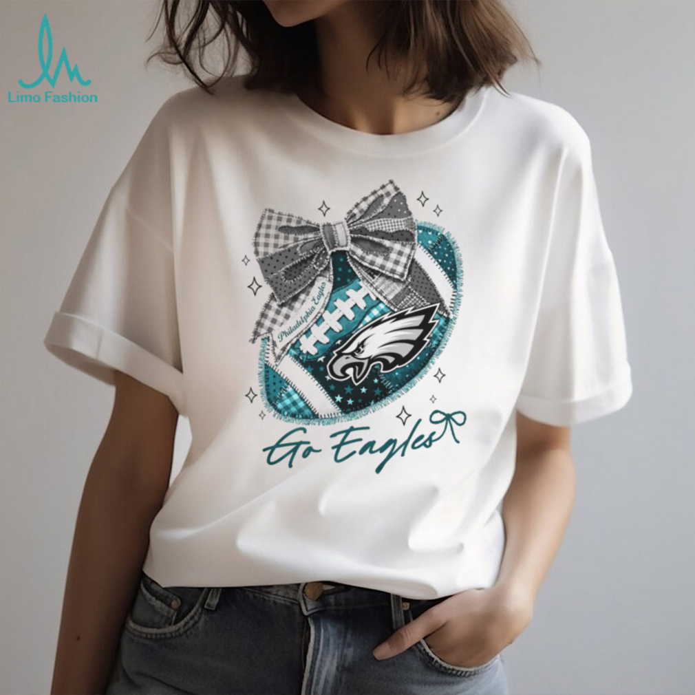 Philadelphia Eagles Teal Patchwork Bow NFL Design T Shirt Philadelphia Eagles Teal Patchwork Bow NFL Design T Shirt