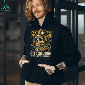 Pittsburgh Steel City Football Skull Helmet Barbed Wire Vintage Game Day T Shirt