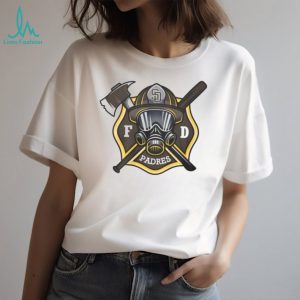 San Diego Padres Fire Department FD Logo Baseball Fans First Responders White T Shirt