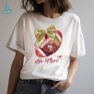 San Francisco 49ers Go 49ers Football Coquette Ribbon T Shirt
