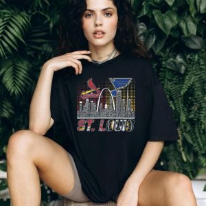 St. Louis City of Champions Cardinals and Blues Legends Skyline T Shirt St. Louis City of Champions Cardinals and Blues Legends Skyline T Shirt