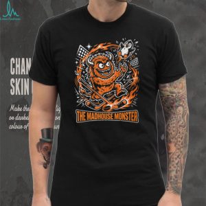 The Madhouse Monster Orange Hockey Beast Mascot Graphic Sports T Shirt