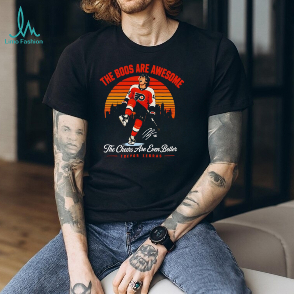 Trevor Zegras Anaheim Ducks The Boos Are Awesome Retro Sunset Fan T Shirt Trevor Zegras Anaheim Ducks The Boos Are Awesome Retro Sunset Fan T Shirt