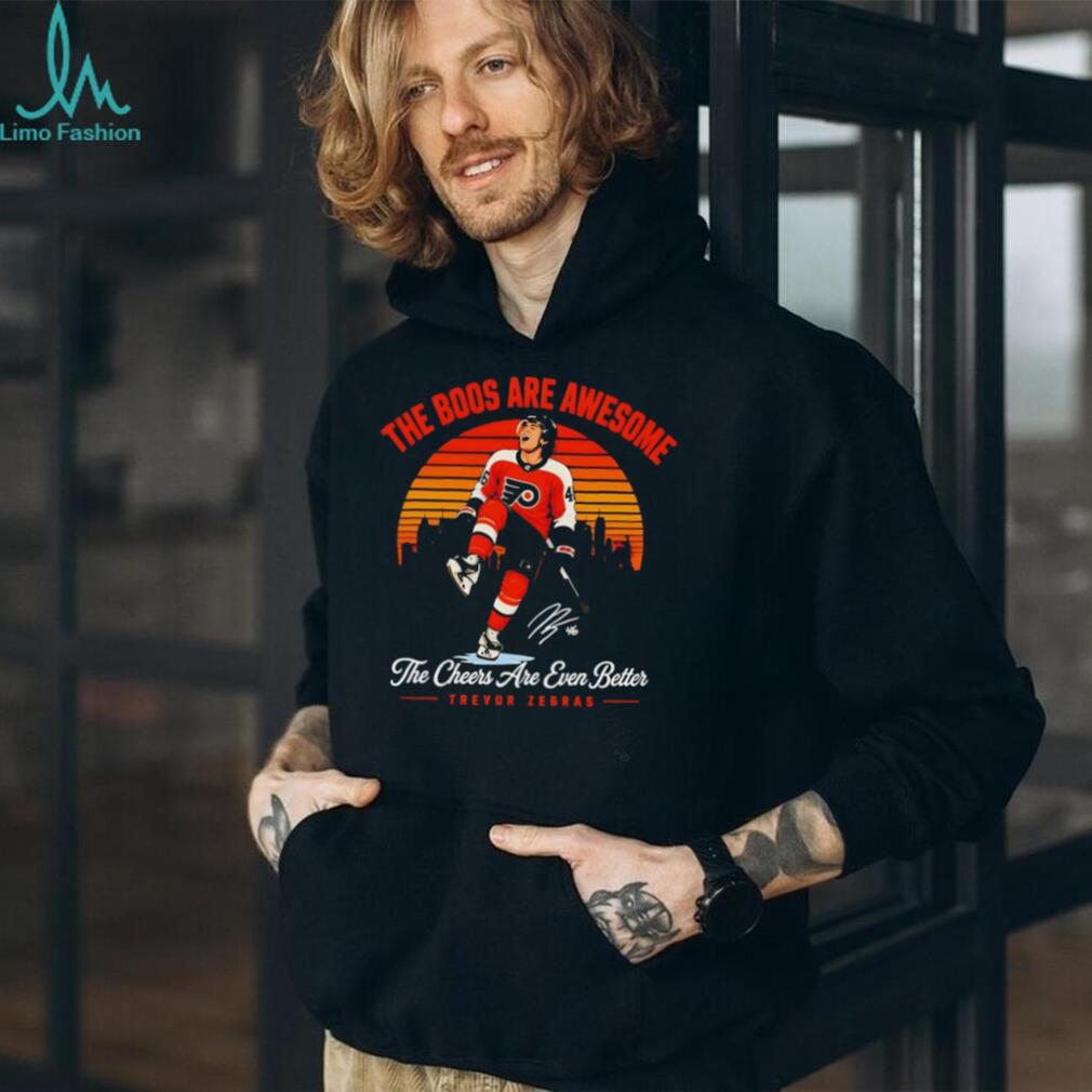 Trevor Zegras Anaheim Ducks The Boos Are Awesome Retro Sunset Fan T Shirt Trevor Zegras Anaheim Ducks The Boos Are Awesome Retro Sunset Fan T Shirt