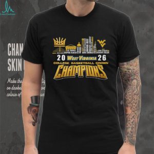West Virginia Mountaineers 2026 College Basketball Crown Champions Skyline T Shirt West Virginia Mountaineers 2026 College Basketball Crown Champions Skyline T Shirt