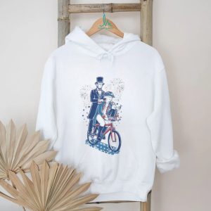 Abe Lincoln and George Washington Riding Tandem Bike Patriotic T Shirt Abe Lincoln and George Washington Riding Tandem Bike Patriotic T Shirt