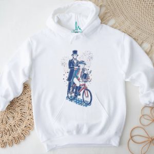Abe Lincoln and George Washington Riding Tandem Bike Patriotic T Shirt