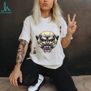 Abstract Panther Geometric Cyberpunk Neon Graphic T Shirt