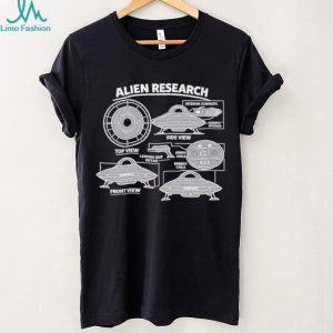 Alien Research UFO Schematic Science Fiction Graphic T Shirt