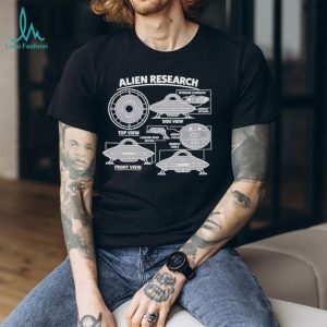 Alien Research UFO Schematic Science Fiction Graphic T Shirt