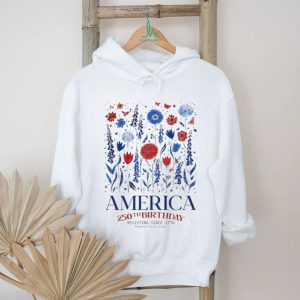 America 250th Birthday Red White Blue Wildflowers Resisting T Shirt
