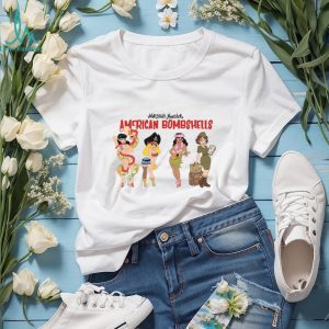 American Bombshells Pin Up Girl Style Retro Illustration T Shirt