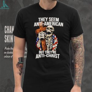 Anti American Anti Christ Skeleton Cross Patriotic Graphic T Shirt