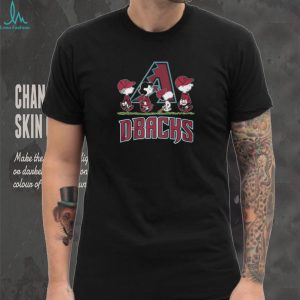 Arizona Diamondbacks Peanuts Snoopy Charlie Brown Lucy Walking Red Black Teal Baseball T Shirt
