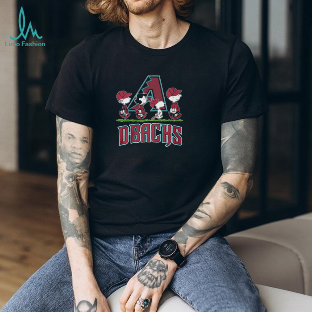 Arizona Diamondbacks Peanuts Snoopy Charlie Brown Lucy Walking Red Black Teal Baseball T Shirt Arizona Diamondbacks Peanuts Snoopy Charlie Brown Lucy Walking Red Black Teal Baseball T Shirt