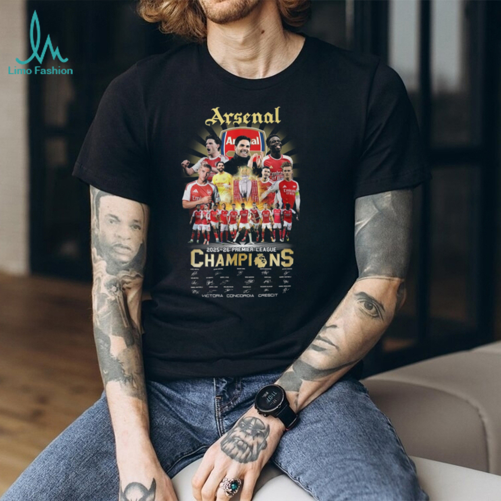 Arsenal 2025 26 Premier League Champions Signature T Shirt Arsenal 2025 26 Premier League Champions Signature T Shirt