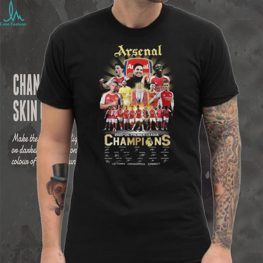 Arsenal 2025 26 Premier League Champions Signature T Shirt Arsenal 2025 26 Premier League Champions Signature T Shirt