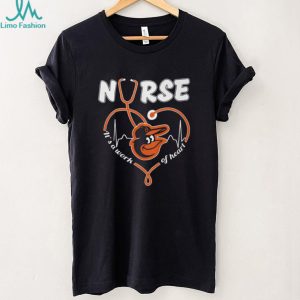 Baltimore Orioles Nursing Heart T Shirt Stethoscope Baseball Fan Apparel