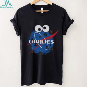 Blue Cookie Monster Space NASA Logo Parody Graphic T Shirt
