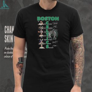 Boston Celtics NBA Basketball Players White Brown Tatum Signatures Vertical Team Name T Shirt