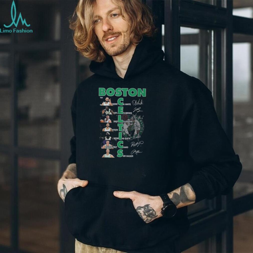 Boston Celtics NBA Basketball Players White Brown Tatum Signatures Vertical Team Name T Shirt Boston Celtics NBA Basketball Players White Brown Tatum Signatures Vertical Team Name T Shirt