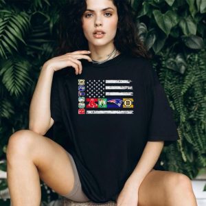 Boston Sports Teams American Flag Distressed T Shirt
