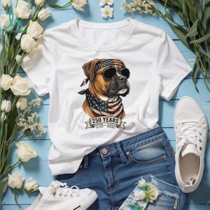 Boxer Dog 250 Years American Flag Sunglasses T Shirt