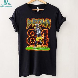 Brown 84 Football Player Flame Sports T Shirt
