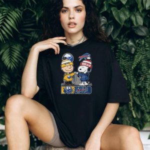 Charlie Brown And Snoopy Fist Bump Buffalo Sabres And Bills City T Shirt