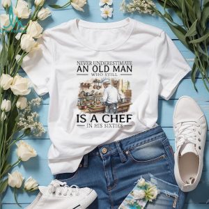 Chef Old Man in His Sixties Cooking Theme Graphic T Shirt