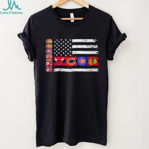 Chicago Sports Teams Flag Logo Distressed Vintage Style T Shirt
