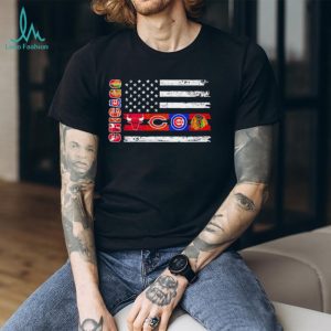 Chicago Sports Teams Flag Logo Distressed Vintage Style T Shirt